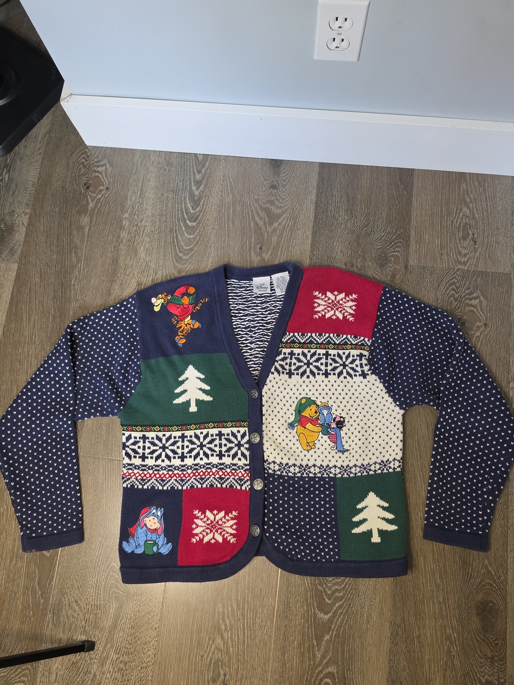 Vintage Disney Store Christmas Cardigan Sweater Cottage Core AS-IS - Picture 8 of 14